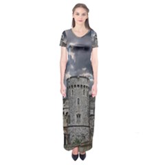 Castle Building Architecture Short Sleeve Maxi Dress by Celenk