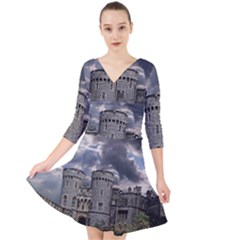 Castle Building Architecture Quarter Sleeve Front Wrap Dress	 by Celenk