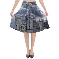 Castle Building Architecture Flared Midi Skirt by Celenk