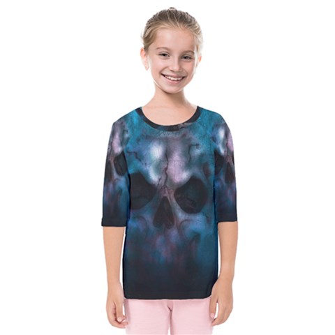 Skull Horror Halloween Death Dead Kids  Quarter Sleeve Raglan Tee by Celenk