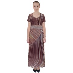 Swirling Patterns Of The Wave High Waist Short Sleeve Maxi Dress by Celenk