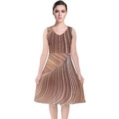 Swirling Patterns Of The Wave V-neck Midi Sleeveless Dress  by Celenk