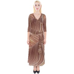 Swirling Patterns Of The Wave Quarter Sleeve Wrap Maxi Dress by Celenk