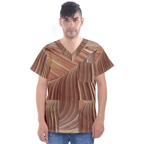 Swirling Patterns Of The Wave Men s V-neck Scrub Top by Celenk