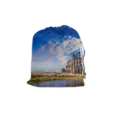 Ruin Church Ancient Architecture Drawstring Pouches (medium)  by Celenk