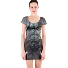 War Destruction Armageddon Disaster Short Sleeve Bodycon Dress by Celenk