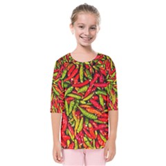 Chilli Pepper Spicy Hot Red Spice Kids  Quarter Sleeve Raglan Tee