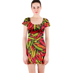 Chilli Pepper Spicy Hot Red Spice Short Sleeve Bodycon Dress by Celenk