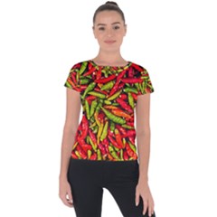 Chilli Pepper Spicy Hot Red Spice Short Sleeve Sports Top  by Celenk