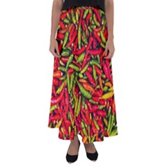 Chilli Pepper Spicy Hot Red Spice Flared Maxi Skirt by Celenk