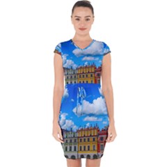 Buildings Architecture Architectural Capsleeve Drawstring Dress  by Celenk