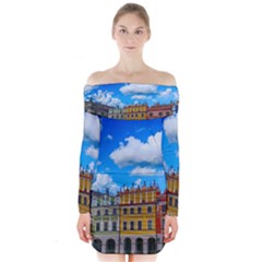 Buildings Architecture Architectural Long Sleeve Off Shoulder Dress by Celenk