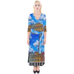 Buildings Architecture Architectural Quarter Sleeve Wrap Maxi Dress by Celenk