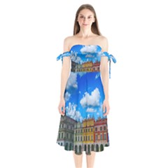 Buildings Architecture Architectural Shoulder Tie Bardot Midi Dress by Celenk