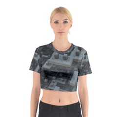 Backdrop Construction Pattern Cotton Crop Top by Celenk