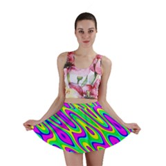 Lilac Yellow Wave Abstract Pattern Mini Skirt by Celenk