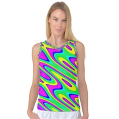 Lilac Yellow Wave Abstract Pattern Women s Basketball Tank Top by Celenk