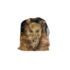 Skull Demon Scary Halloween Horror Drawstring Pouches (small)  by Celenk