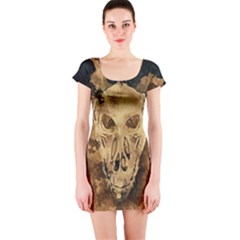 Skull Demon Scary Halloween Horror Short Sleeve Bodycon Dress by Celenk