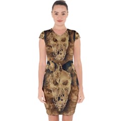 Skull Demon Scary Halloween Horror Capsleeve Drawstring Dress  by Celenk