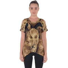 Skull Demon Scary Halloween Horror Cut Out Side Drop Tee by Celenk