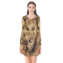 Skull Demon Scary Halloween Horror Flare Dress by Celenk