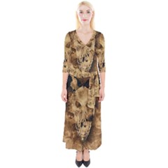 Skull Demon Scary Halloween Horror Quarter Sleeve Wrap Maxi Dress by Celenk