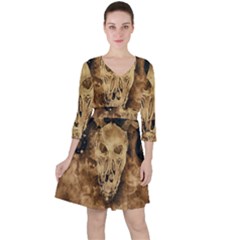 Skull Demon Scary Halloween Horror Ruffle Dress by Celenk