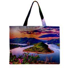 Landscape River Nature Water Sky Zipper Mini Tote Bag by Celenk