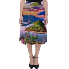 Landscape River Nature Water Sky Folding Skater Skirt