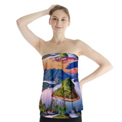 Landscape River Nature Water Sky Strapless Top by Celenk