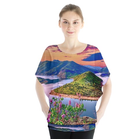 Landscape River Nature Water Sky Blouse by Celenk