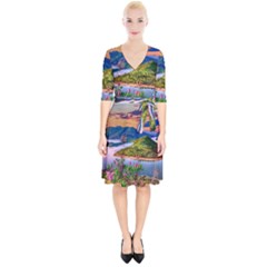 Landscape River Nature Water Sky Wrap Up Cocktail Dress by Celenk