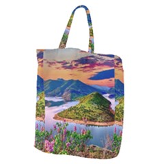 Landscape River Nature Water Sky Giant Grocery Zipper Tote by Celenk