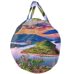 Landscape River Nature Water Sky Giant Round Zipper Tote by Celenk