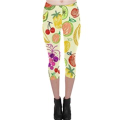 Cute Fruits Pattern Capri Leggings  by paulaoliveiradesign