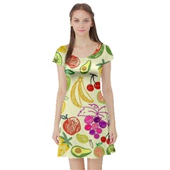 Cute Fruits Pattern Short Sleeve Skater Dress by paulaoliveiradesign