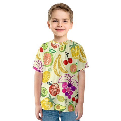 Cute Fruits Pattern Kids  Sport Mesh Tee by paulaoliveiradesign