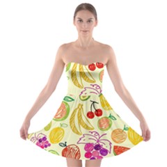 Cute Fruits Pattern Strapless Bra Top Dress by paulaoliveiradesign