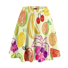 Cute Fruits Pattern High Waist Skirt by paulaoliveiradesign