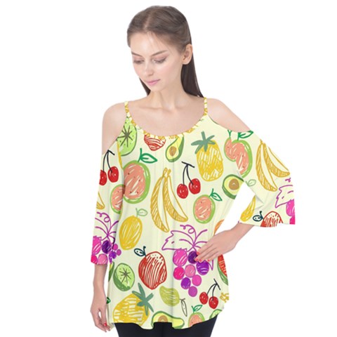 Cute Fruits Pattern Flutter Tees by paulaoliveiradesign