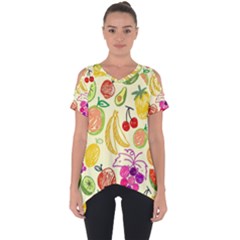 Cute Fruits Pattern Cut Out Side Drop Tee by paulaoliveiradesign