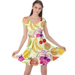 Cute Fruits Pattern Cap Sleeve Dress by paulaoliveiradesign