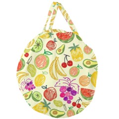 Cute Fruits Pattern Giant Round Zipper Tote by paulaoliveiradesign