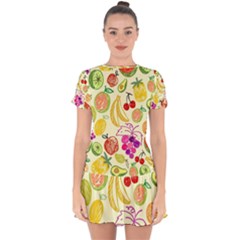 Cute Fruits Pattern Drop Hem Mini Chiffon Dress by paulaoliveiradesign