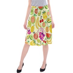 Cute Fruits Pattern Midi Beach Skirt by paulaoliveiradesign