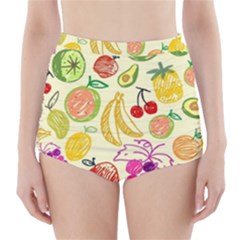 Cute Fruits Pattern High-waisted Bikini Bottoms by paulaoliveiradesign