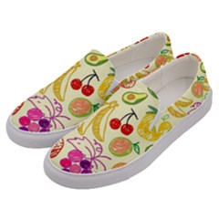 Cute Fruits Pattern Men s Canvas Slip Ons by paulaoliveiradesign