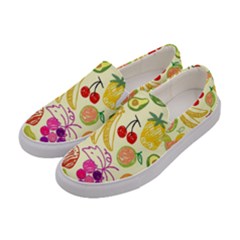 Cute Fruits Pattern Women s Canvas Slip Ons by paulaoliveiradesign