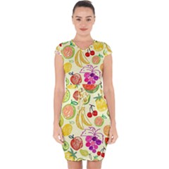 Cute Fruits Pattern Capsleeve Drawstring Dress  by paulaoliveiradesign